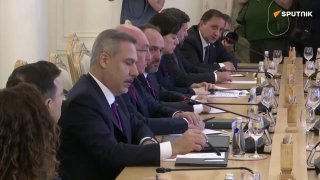 Министр иностранных дел Турции Хакан Фидан на пресс-конференции