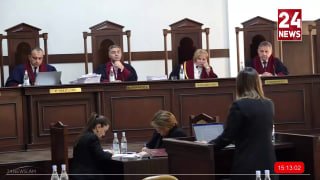 Министр юстиции Србуи Галян выступает с заявлением о выборах в Армавире